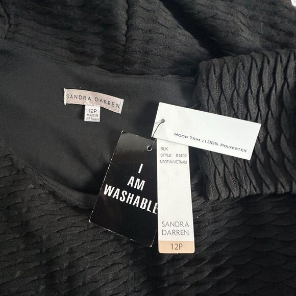 Sandra Darren Women's Black Textured Long Sleeve Mini Dress Size 12P Lined New - Picture 3 of 8